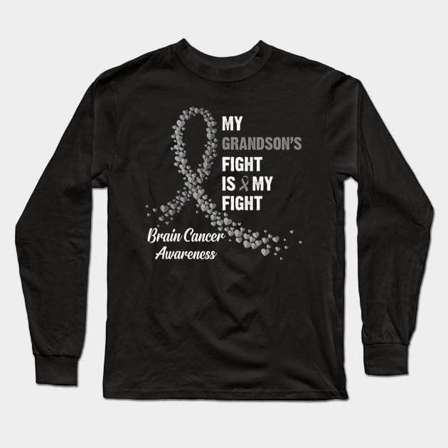 My Grandsons Fight My Fight Brain Cancer Awareness Long Sleeve T-Shirt by ShariLambert